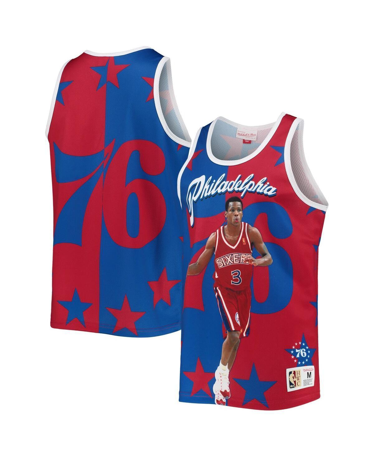 Mens Mitchell & Ness Allen Iverson Royal and Red Philadelphia 76ers Sublimated Player Tank Top - Royal Product Image