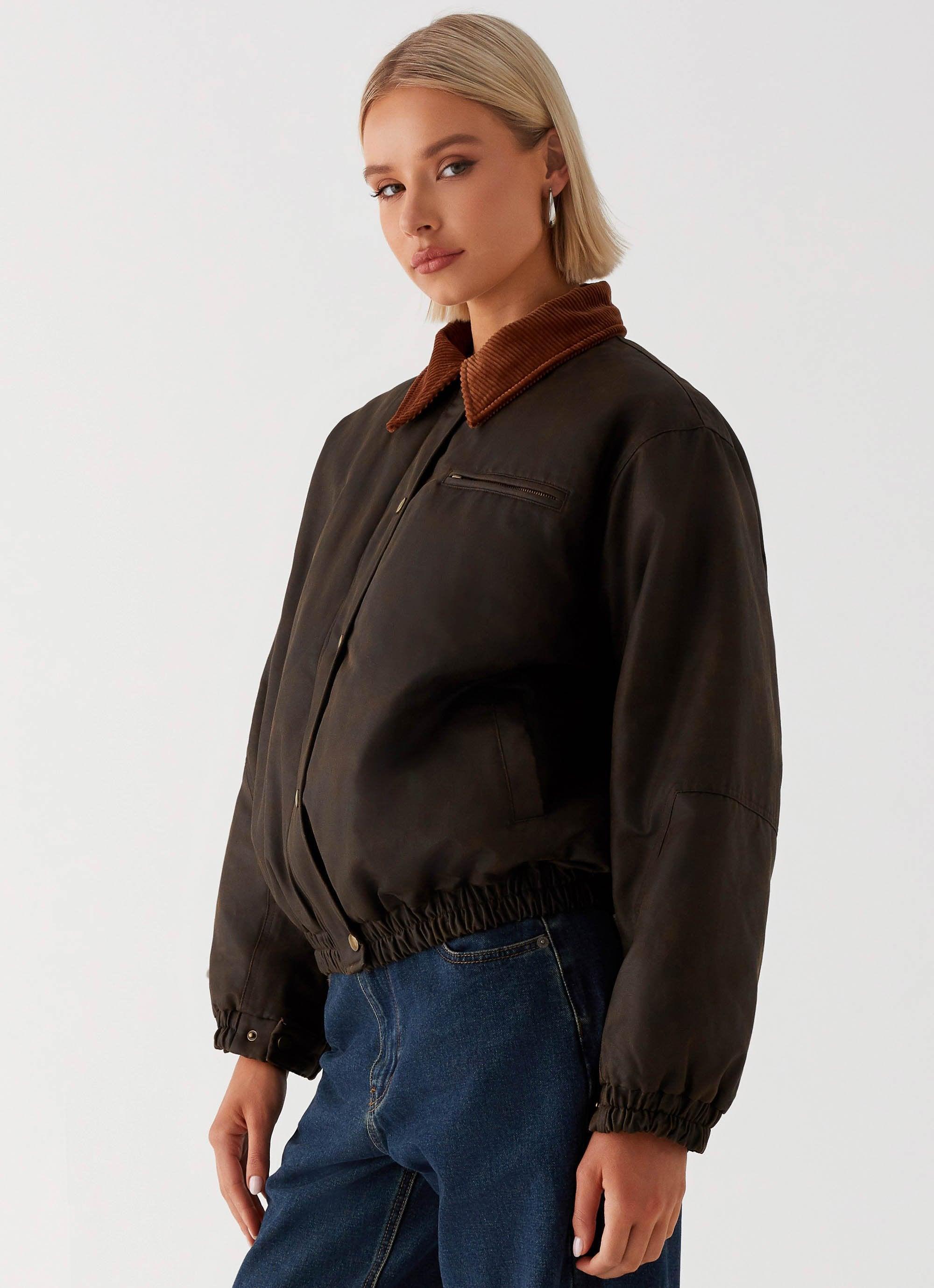 Lucky Gal Bomber Jacket - Waxed Brown Product Image