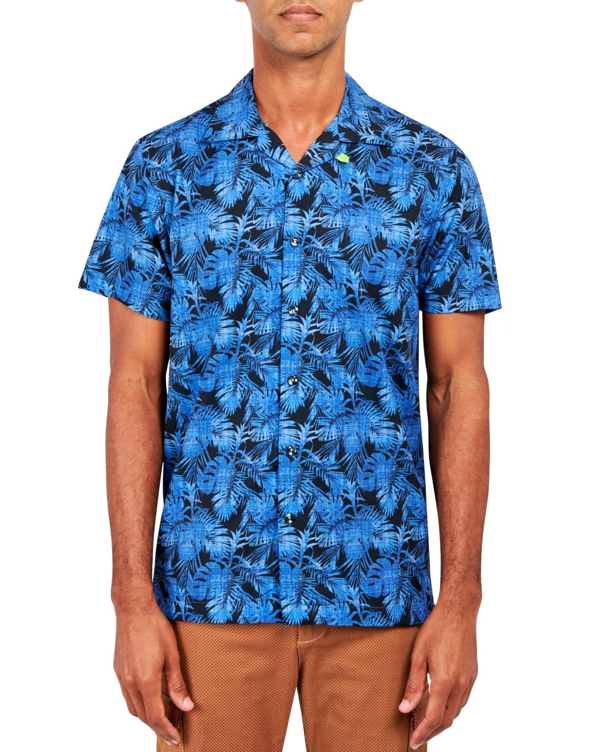 Society of Threads Mens Slim Fit Non-Iron Tropical Print Performance Stretch Camp Shirt Product Image