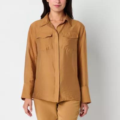 Worthington Womens Long Sleeve Regular Fit Button-Down Shirt Product Image