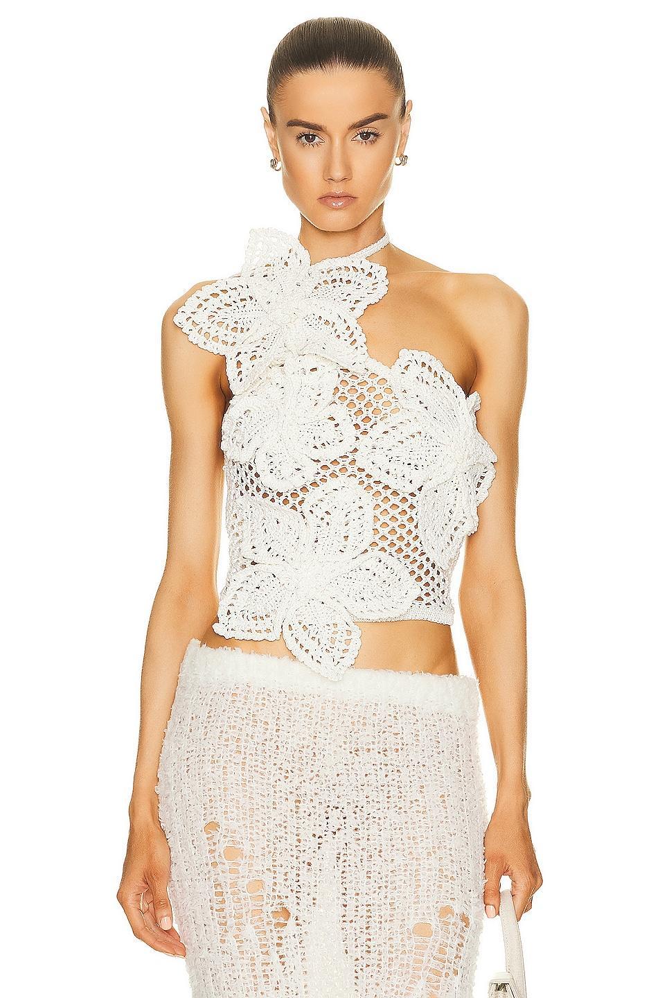 Cult Gaia Nazanin Crochet Top in White Product Image