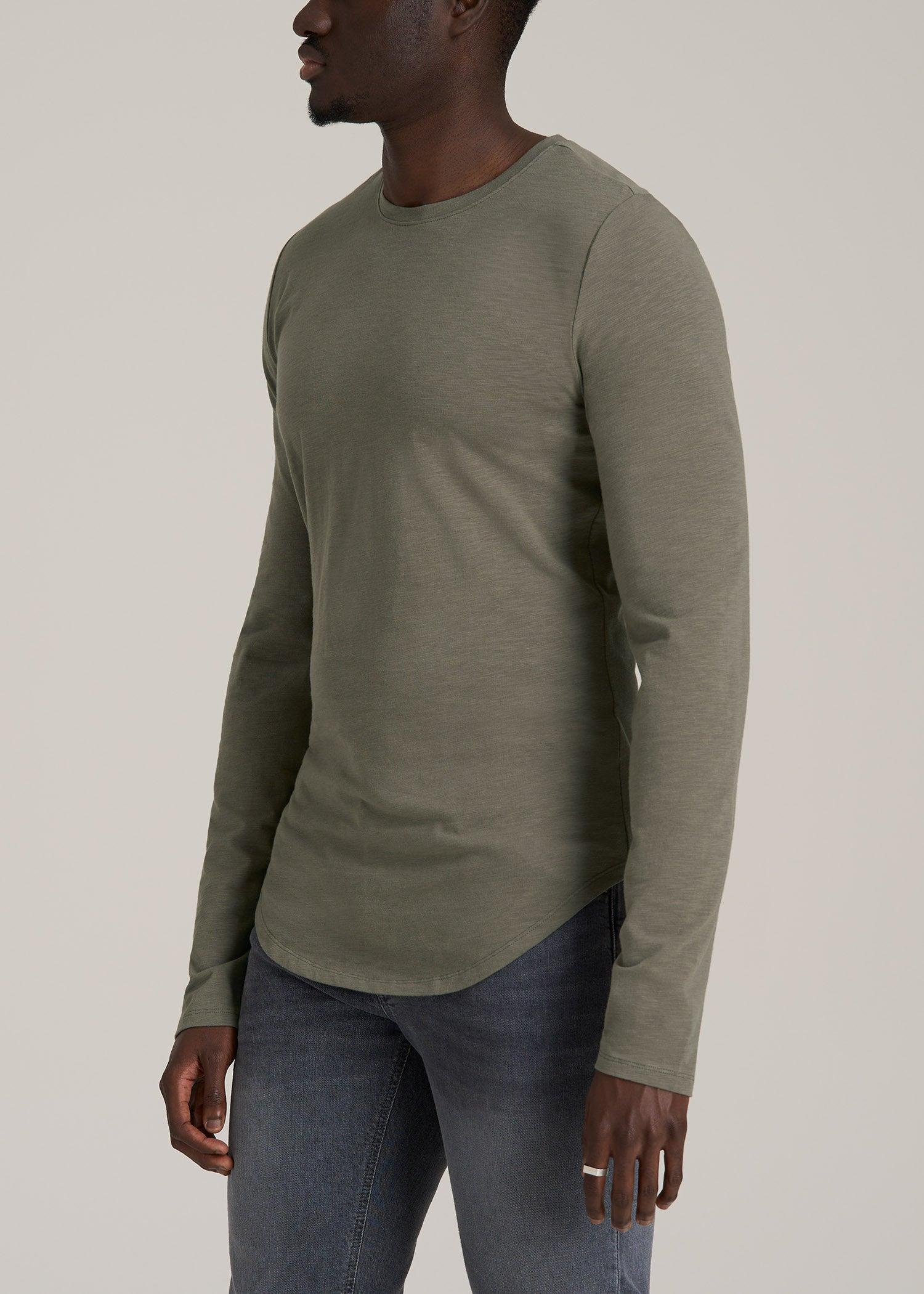 Slub Long Sleeve Scoop Tall Men's Tee in Camper Green Male Product Image