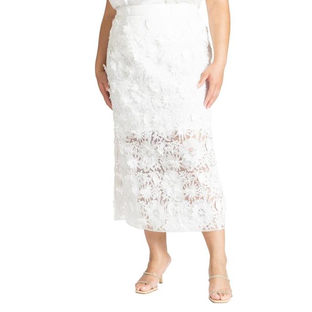 Eloquii Womens Textural Lace Midi Skirt Product Image