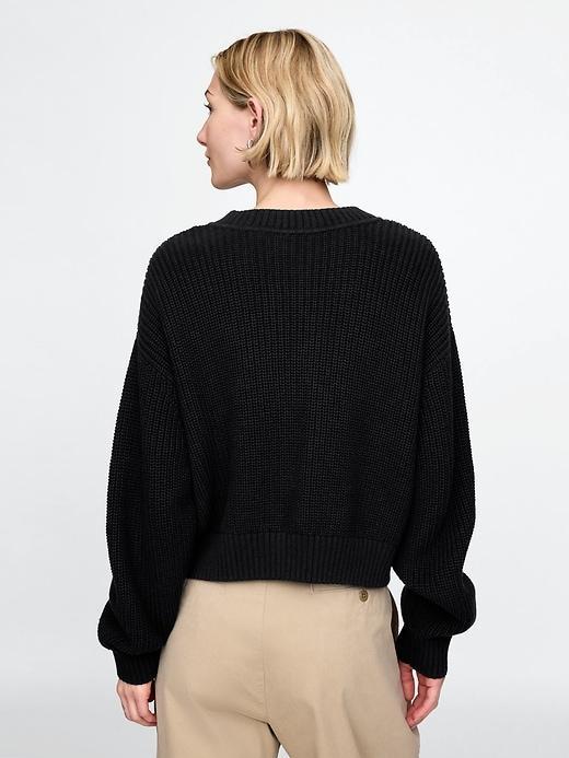 Shaker-Stitch V-Neck Sweater Product Image