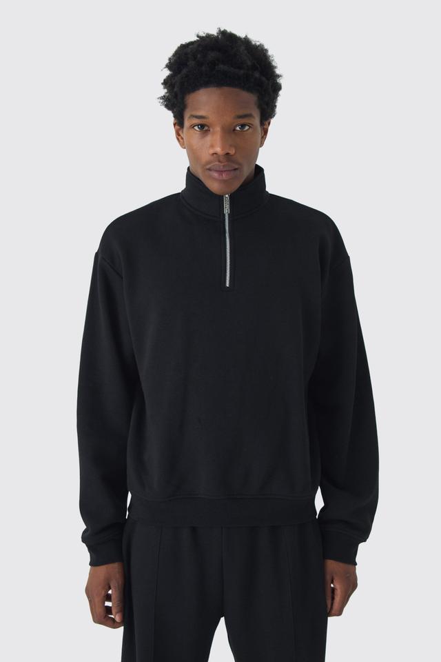 330GSM Oversized Basic Boxy Funnel Neck Sweatshirt | boohooMAN USA Product Image