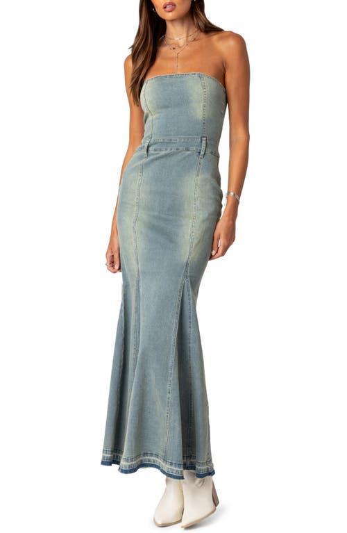 EDIKTED Astoria Strapless Release Hem Denim Maxi Dress Product Image