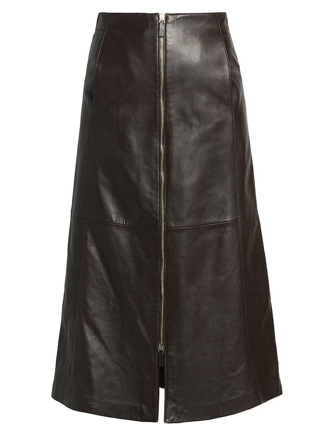 Womens Leather Zip Maxi Skirt Product Image