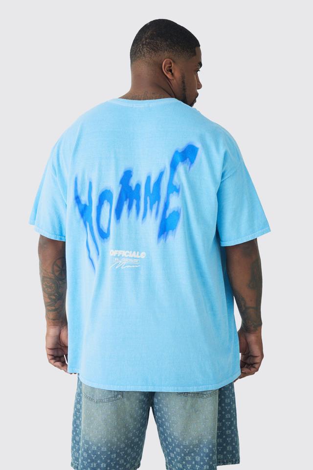 Plus Oversized Back Print Washed Graffiti Homme T-shirt | boohooMAN USA Product Image