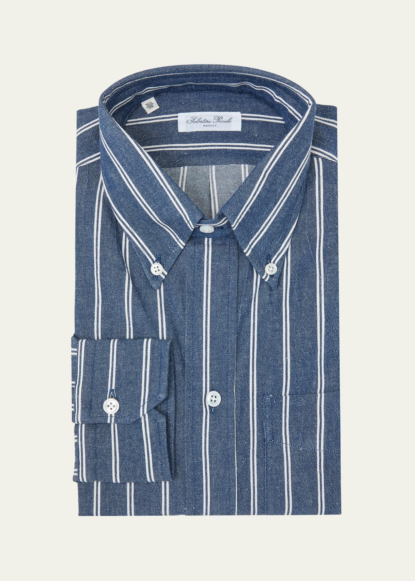 Mens Cotton Stripe Sport Shirt Product Image