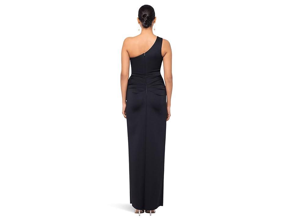 XSCAPE Long Scuba One Shoulder Ruffle Women's Dress Product Image