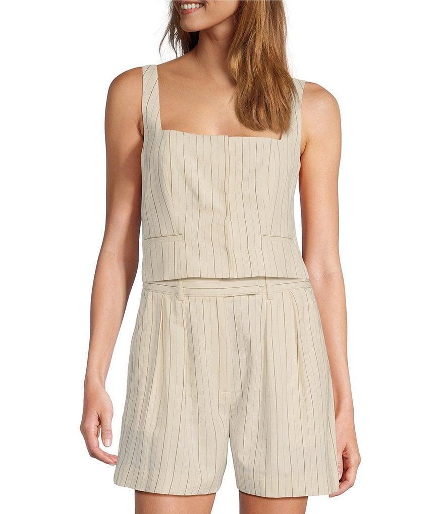 Suri Pin Stripe Square Neck Sleeveless Vest Product Image