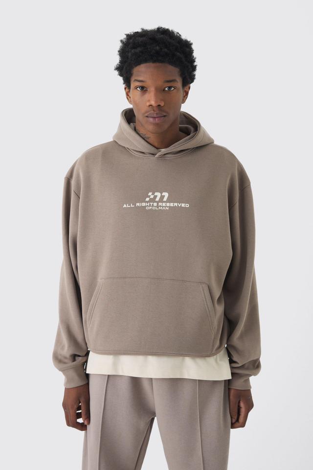 Oversized Boxy M Printed Hoodie | boohooMAN USA Product Image