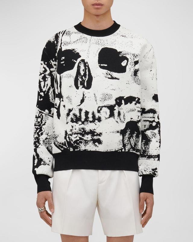 Alexander McQueen Fold Skull Jacquard Crewneck Sweater Product Image