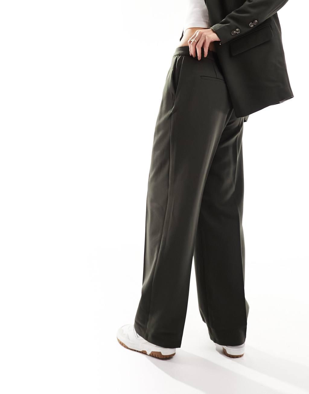 Vero Moda tailored wide leg pants in khaki - part of a set Product Image