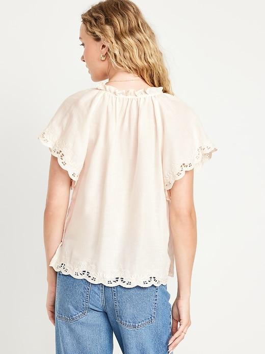 Split-Neck Eyelet Top Product Image