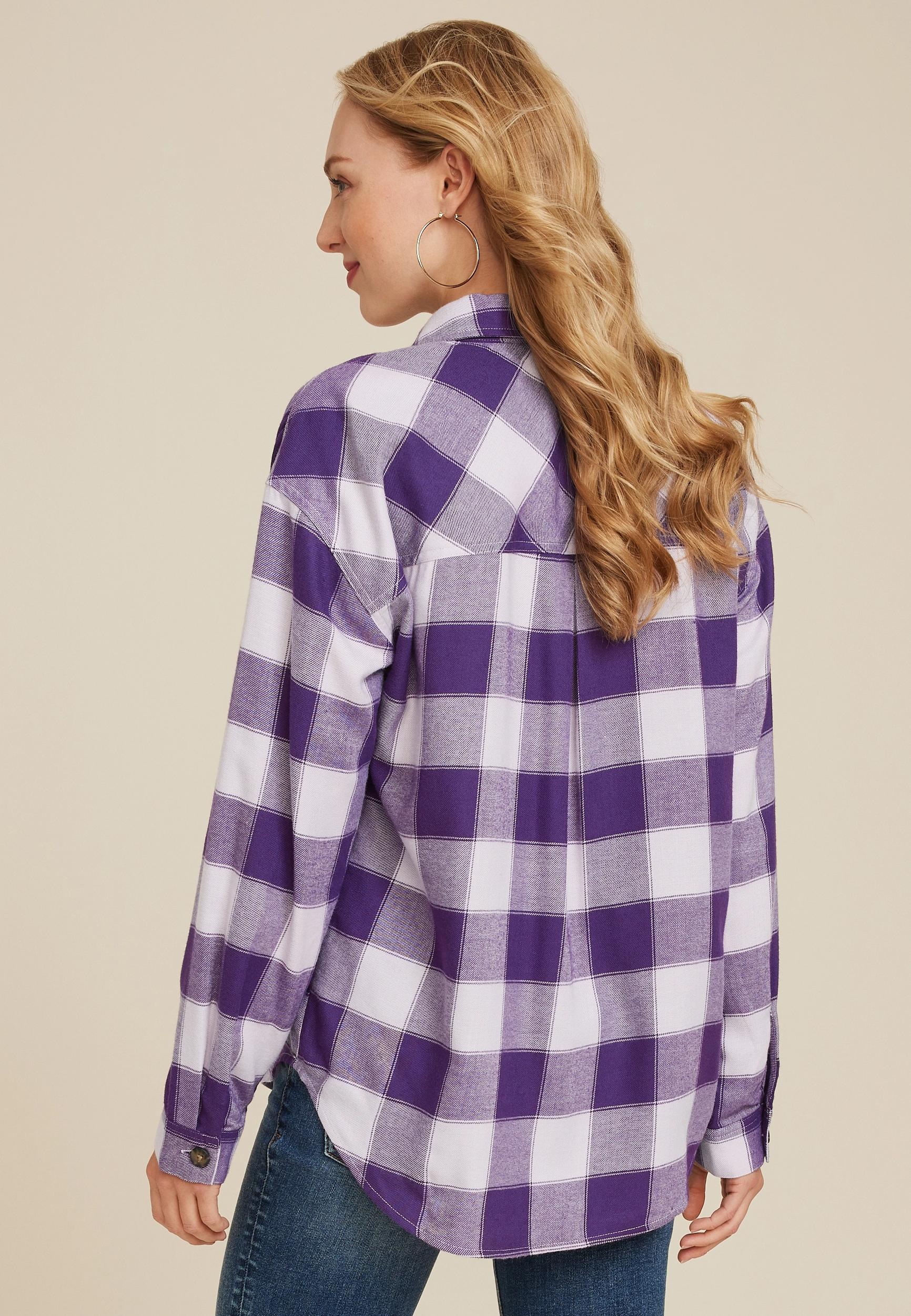 Cabin Buffalo Plaid Half Zip Long Sleeve Oversized Top Product Image