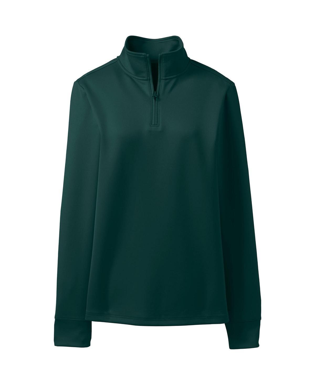 Womens Lands End Quarter Zip Pullover Green Product Image