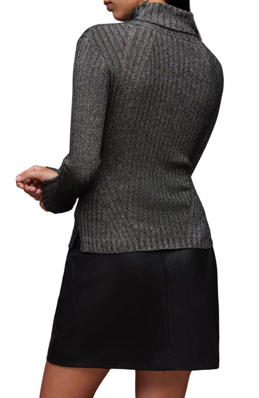 Juliette Roll Neck Slim Metallic Sweater In Black/silver Product Image