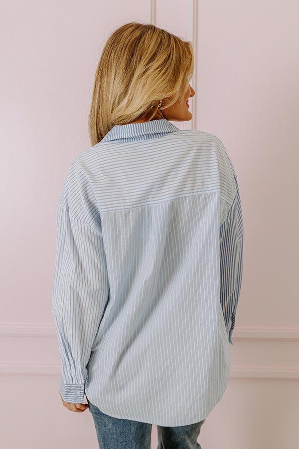 Pure Peace Stripe Button Up In Sky Blue Product Image