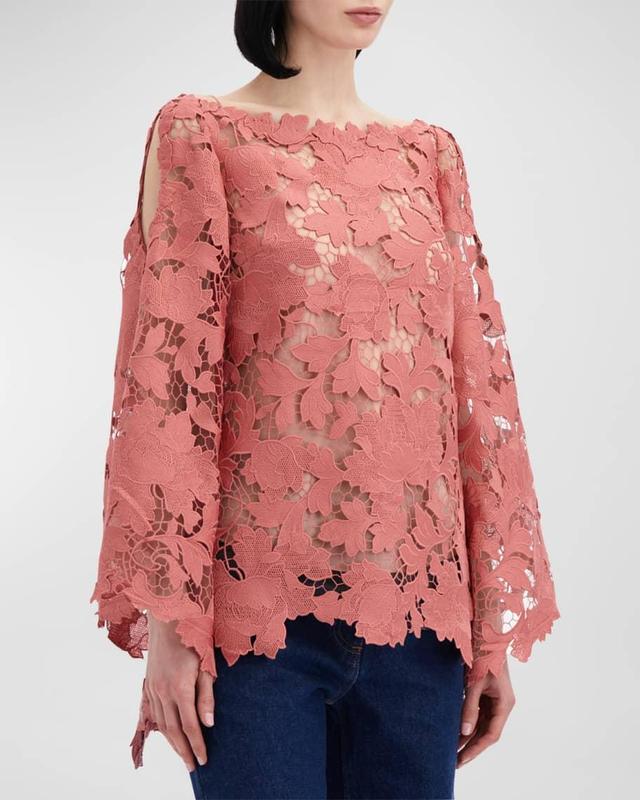 Cold-Shoulder Peony Guipure Blouse Product Image