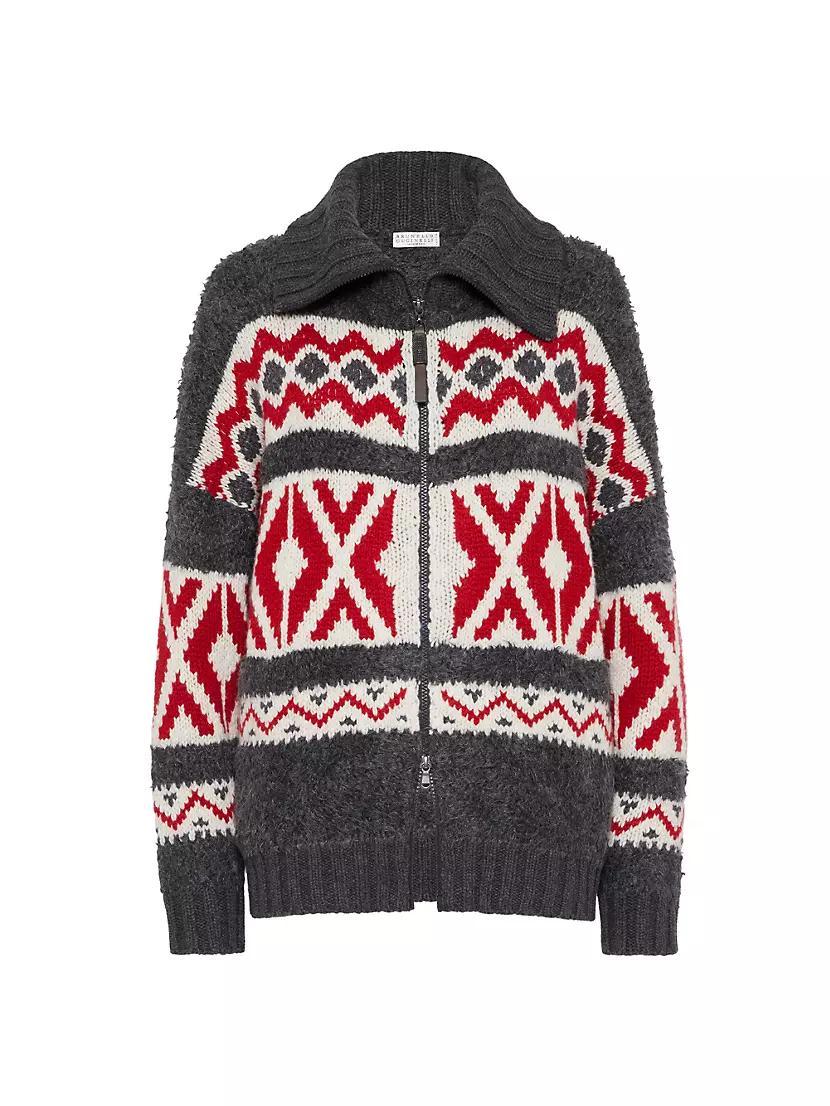 Cashmere Retro Jacquard Cardigan Product Image