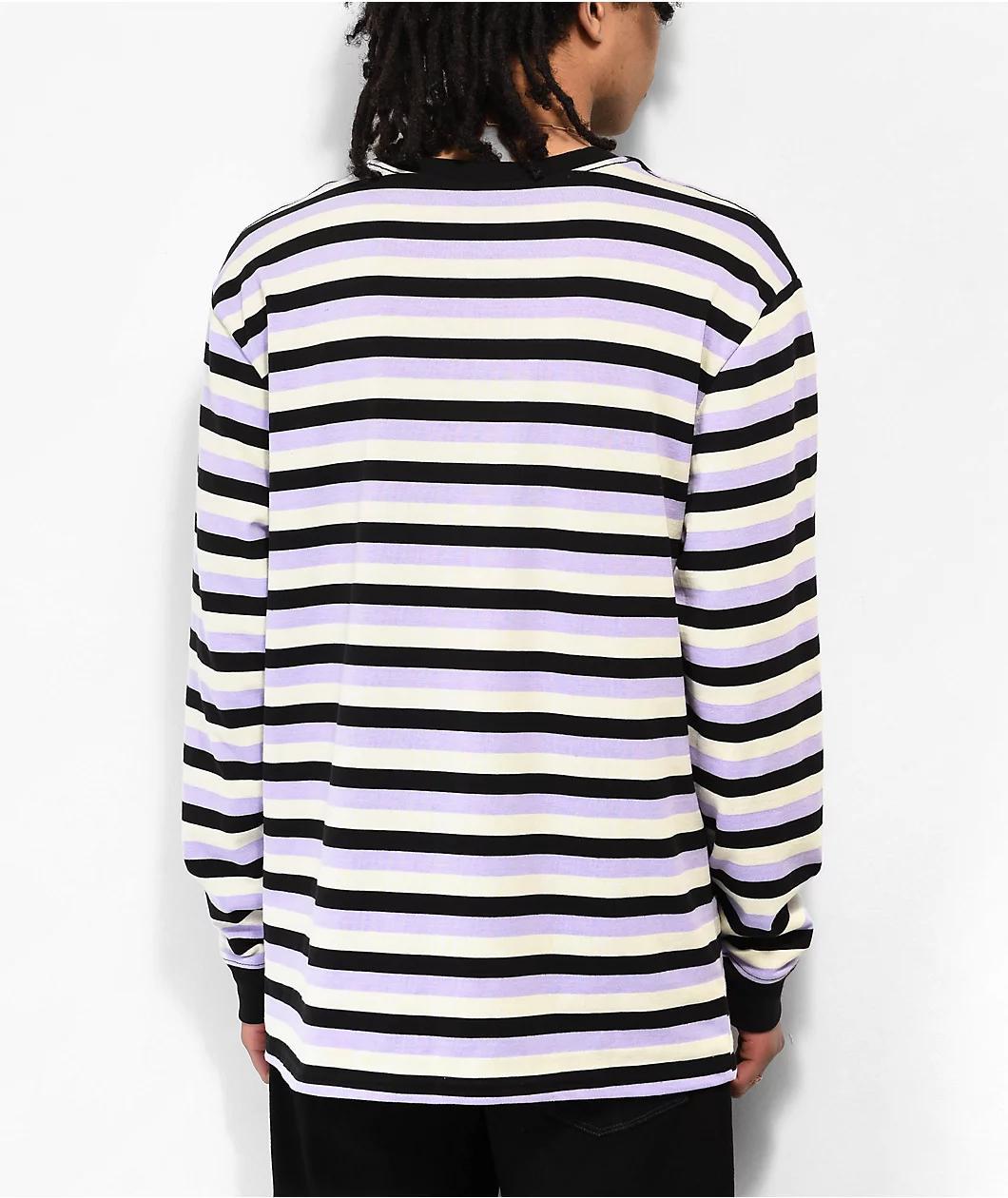 Empyre Good Sport Black, White & Purple Stripe Long Sleeve T-Shirt Product Image