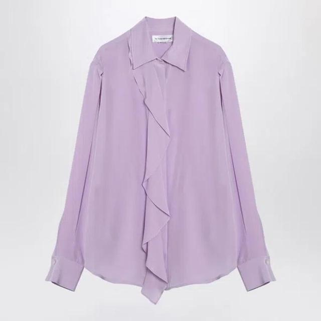 Lilac Shirt With Ruffles In Pink Product Image