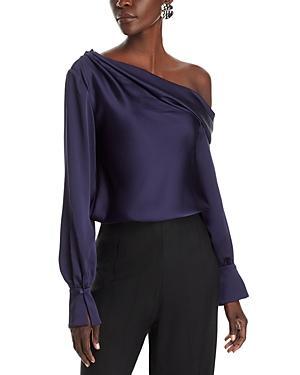 Alice Draped Satin One-Shoulder Top Product Image