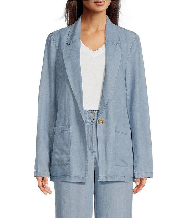 DKNY by Donna Karan Tencel Notch Lapel Long Sleeve Pocketed Blazer Product Image