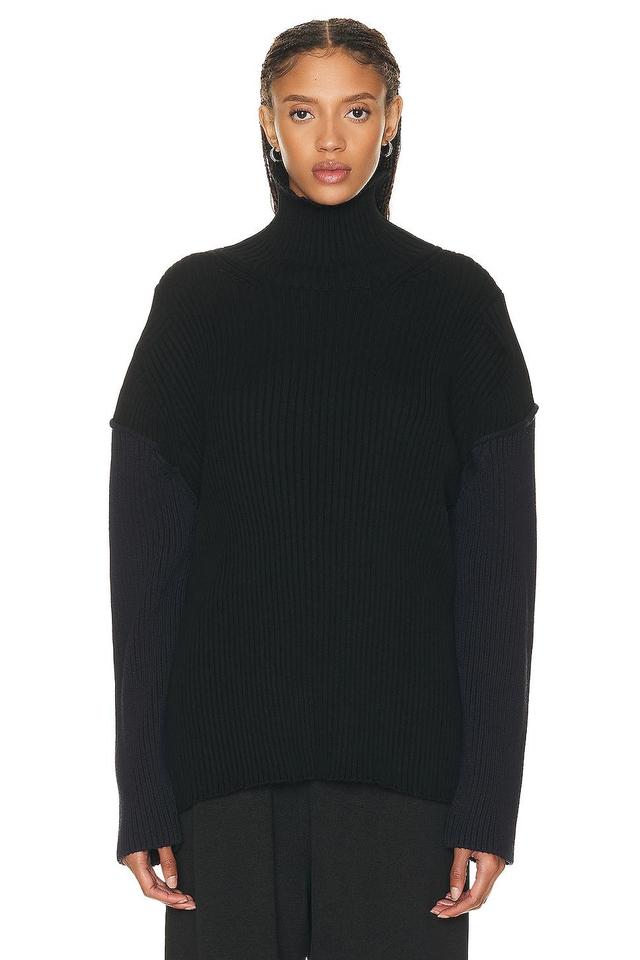 The Row Dua Cotton & Cashmere Rib Turtleneck Sweater Product Image