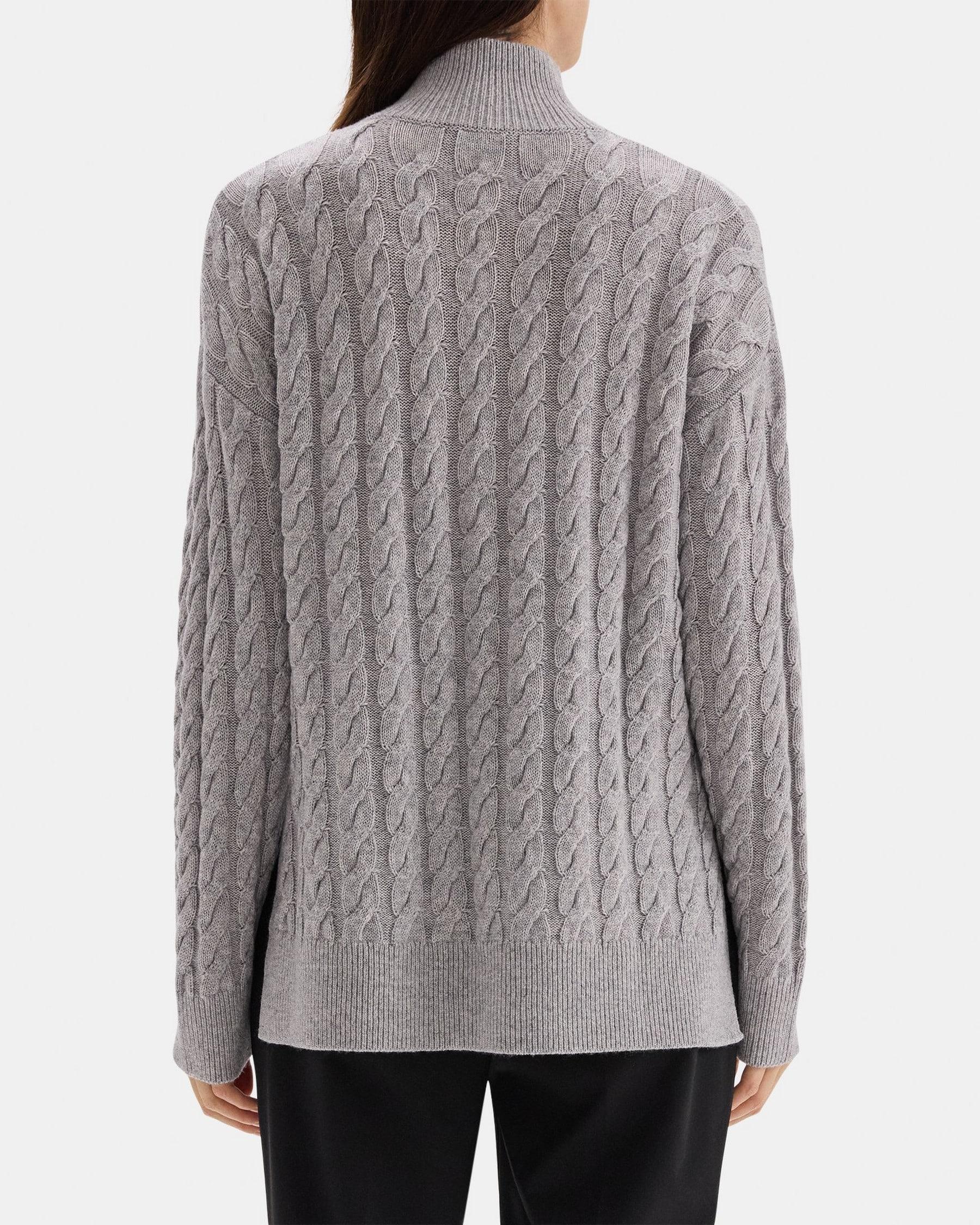 Cable Knit Half-Zip Sweater in Wool-Cashmere Blend Product Image