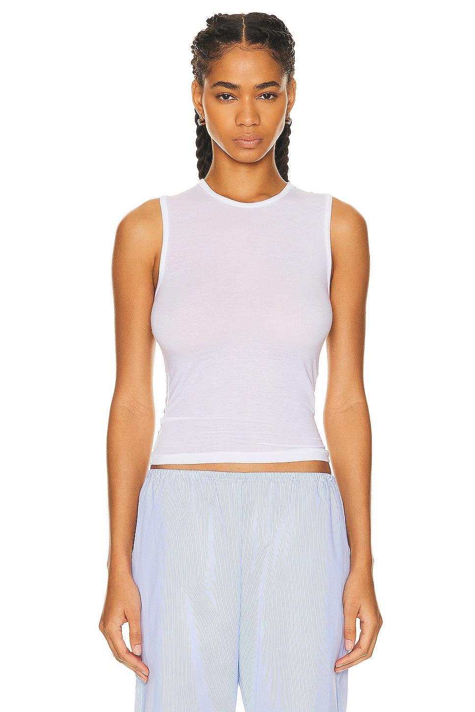 LESET Julien Sleeveless Crew Top White. (also in ). Product Image