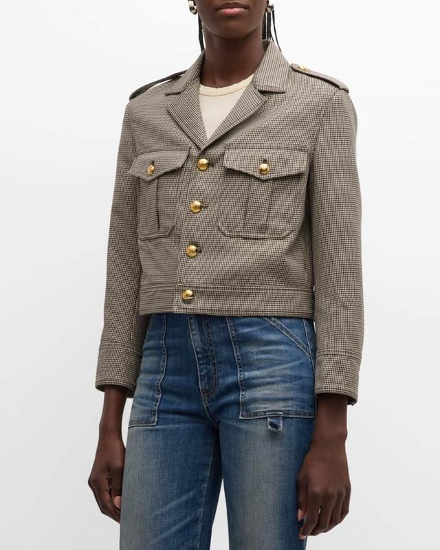 Lise Check Crop Military Blazer Product Image