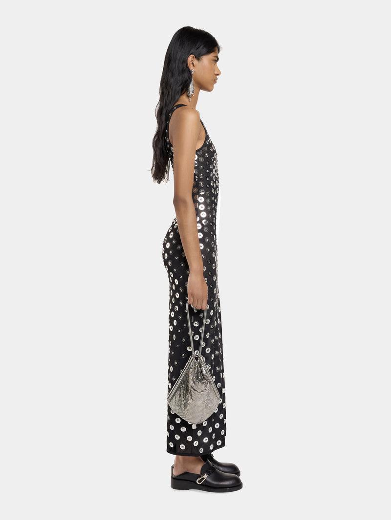 EMBROIDERED LONG DRESS IN SECOND SKIN JERSEY Product Image