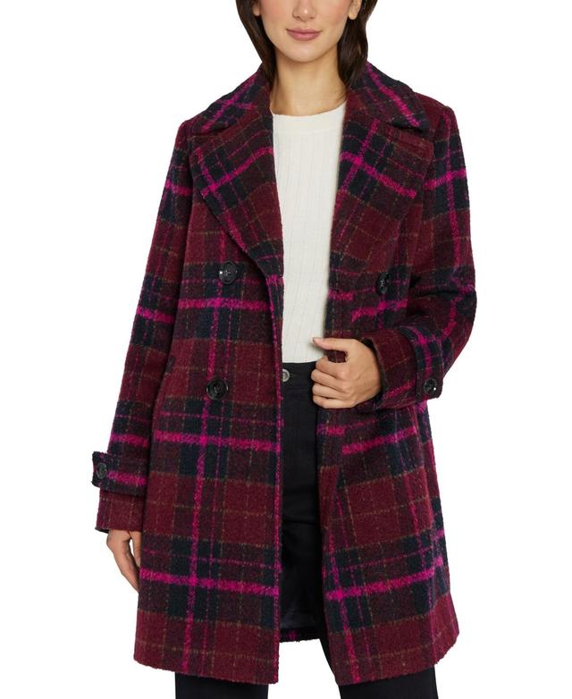 Sam Edelman Womens Double-Breasted Plaid Coat Product Image