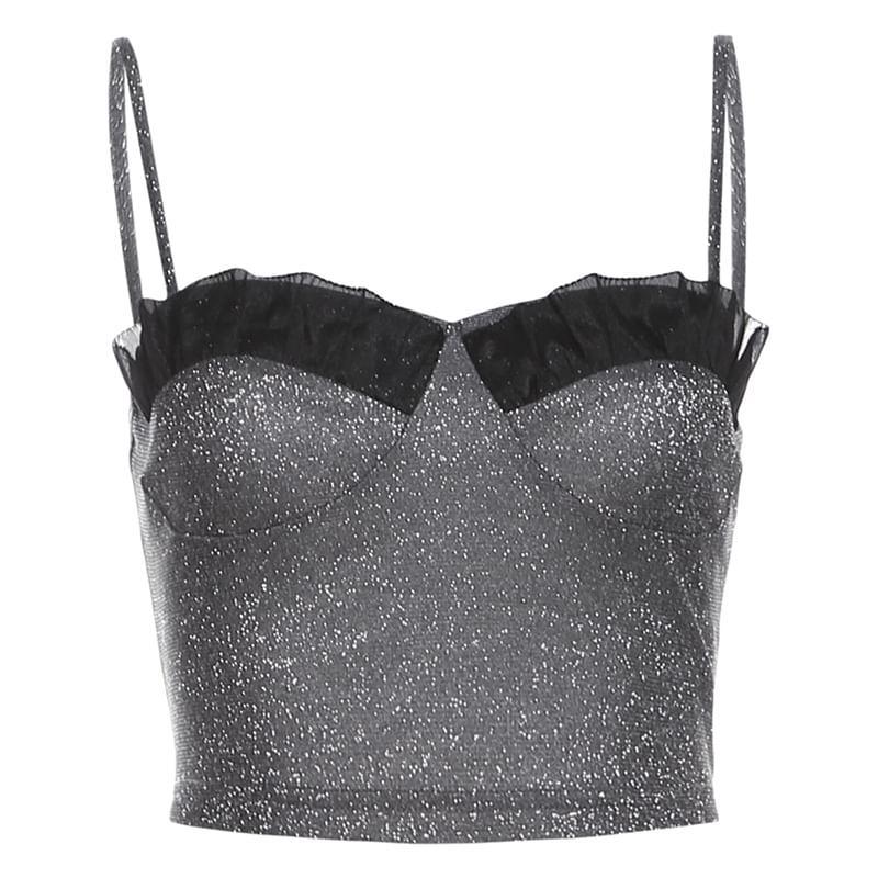 Two Tone Sequin Crop Camisole Top Product Image