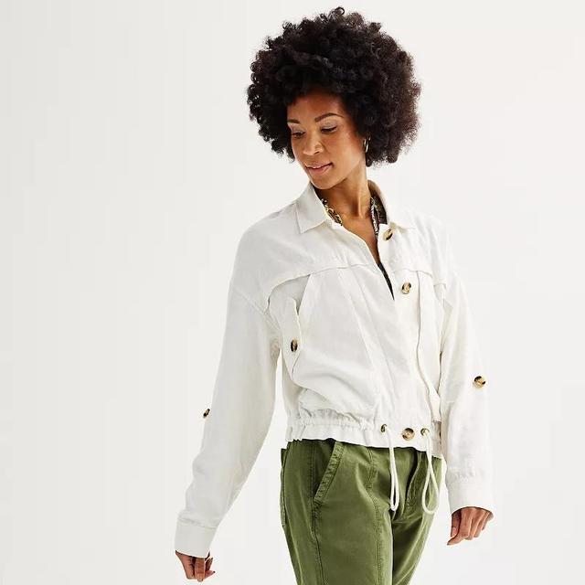 Petite Sonoma Goods For Life Linen Utility Jacket, Womens Product Image