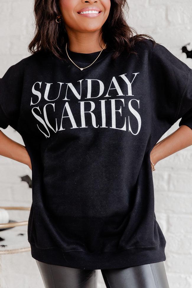 Sunday Scaries Black Oversized Graphic Sweatshirt Product Image