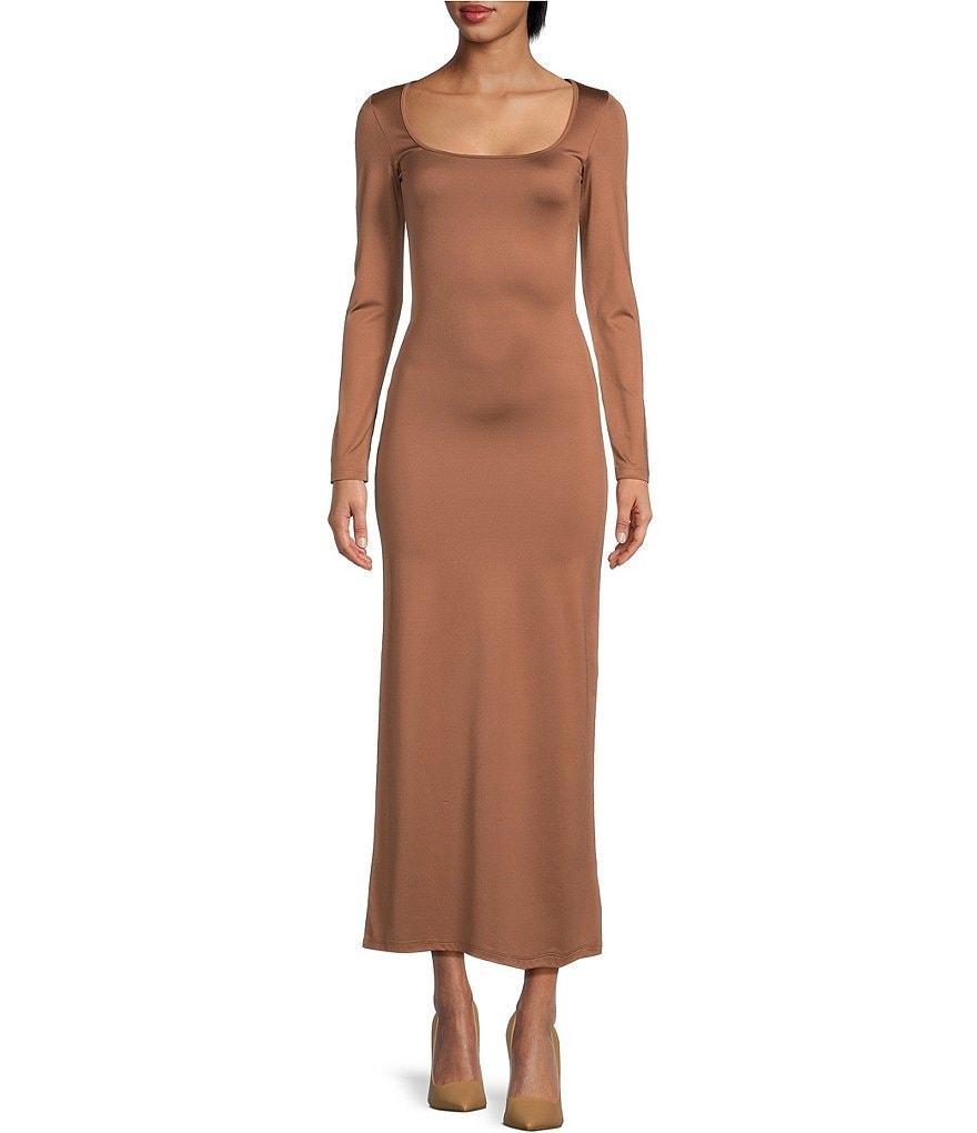 Gianni Bini Column Icon Knit Scoop Neck Long Sleeve Bodycon Midi Dress Product Image