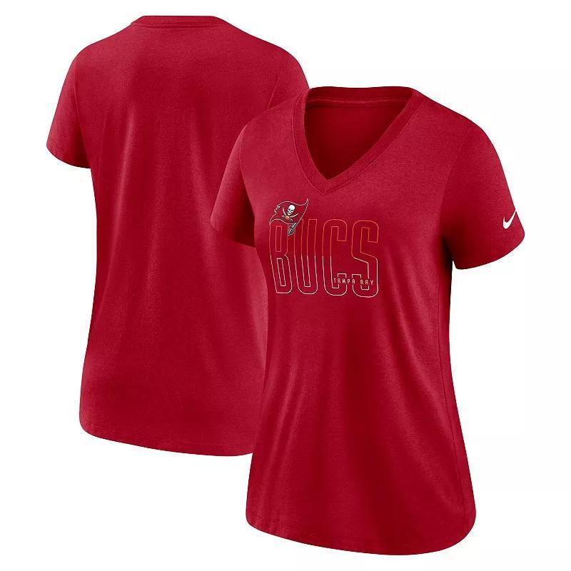 Womens Nike Heathered Tampa Bay Buccaneers Lock Up Tri-Blend V-Neck T-Shirt Product Image