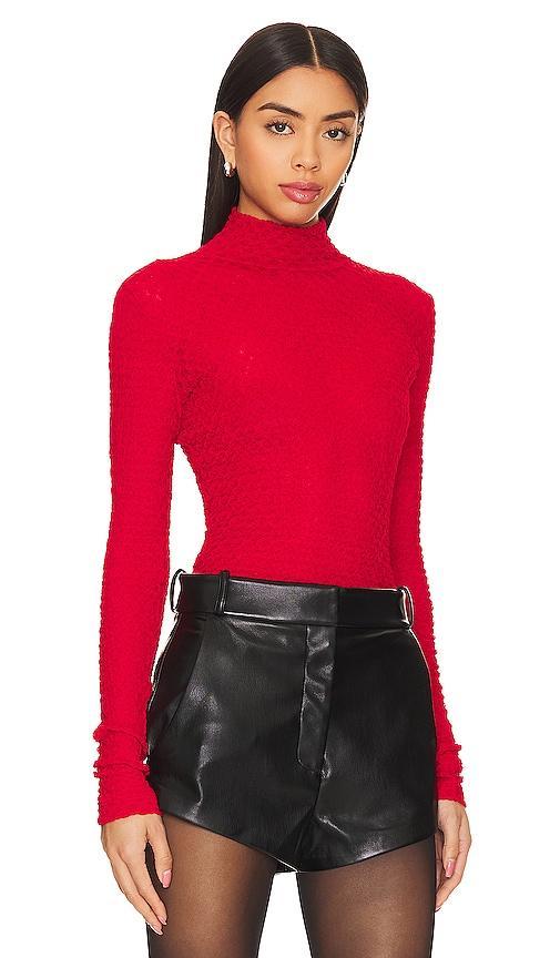 Womens Textured Mesh Mock-Turtleneck Top Product Image