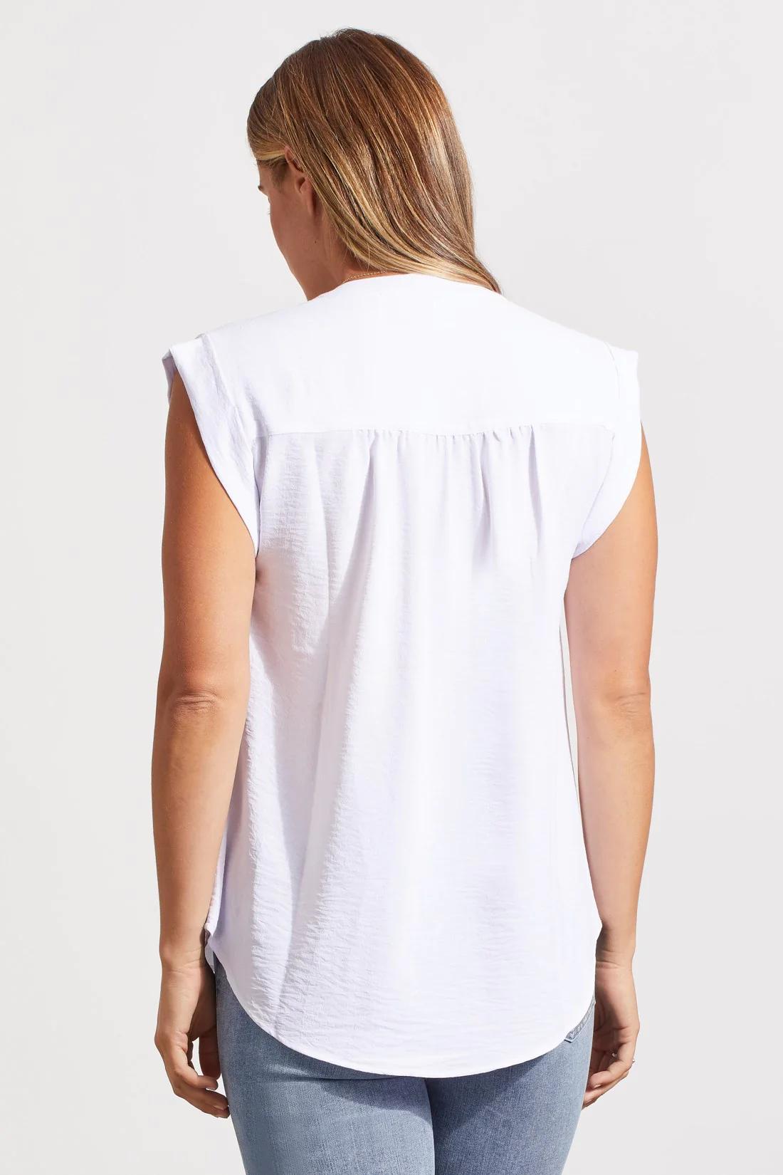 CAP-SLEEVE BLOUSE WITH NOTCH COLLAR Product Image