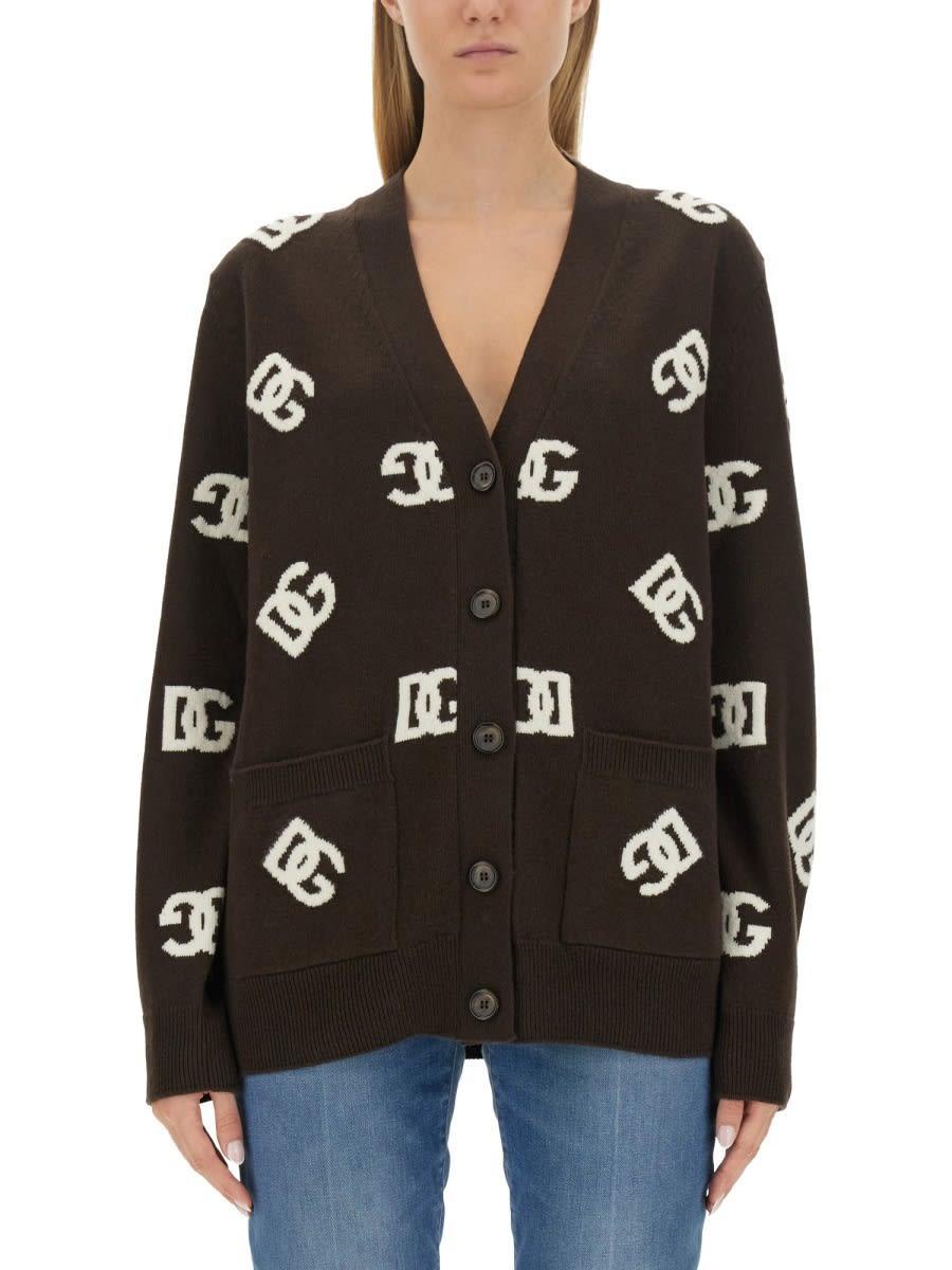 Logo Virgin Wool Cardigan In Multicolor Product Image