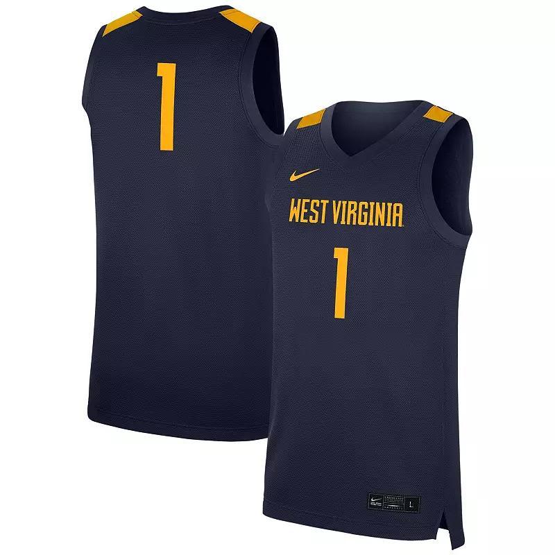 Mens Nike #1 Navy West Virginia Mountaineers Replica Jersey - Navy Product Image