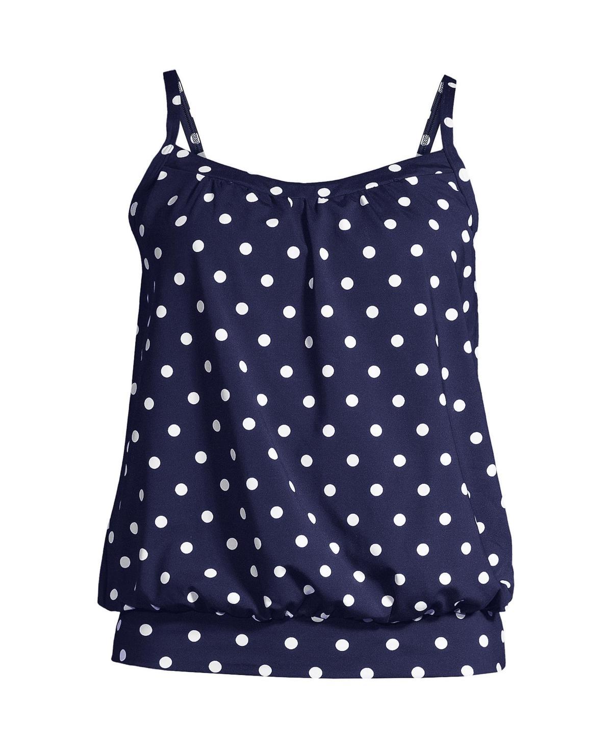 Lands End Petite Blouson Tummy Hiding Tankini Swimsuit Top Adjustable Straps Product Image