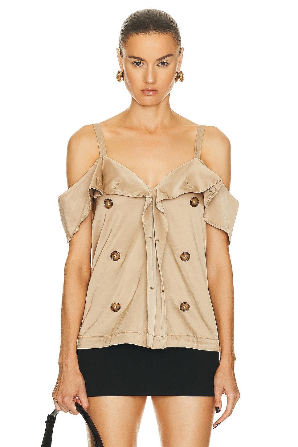 Burberry Draped Trench Top in Beige Product Image