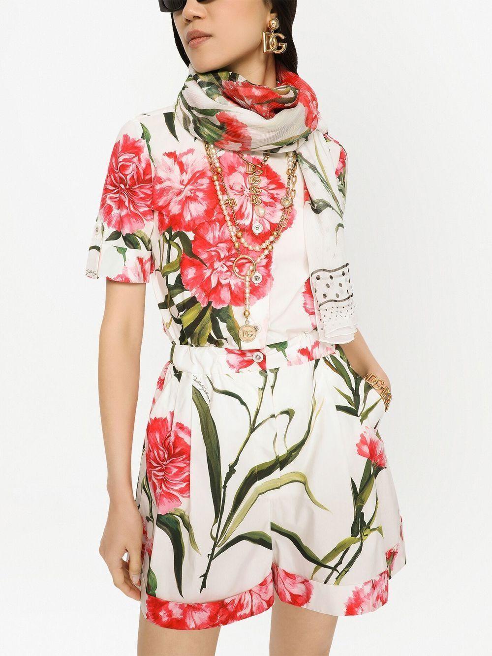 Floral-print Silk Scarf In White Product Image