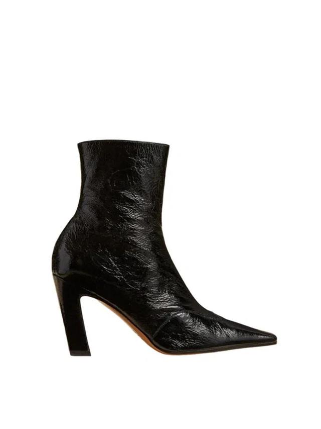 KHAITE Nevada Ankle Boots In Black Rippled Leather Product Image