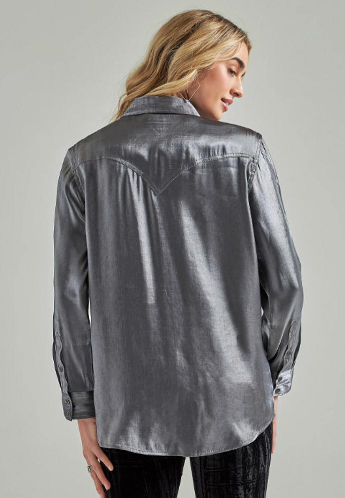 Wrangler® Ladies L/S Retro Metallic Silver Snap Product Image