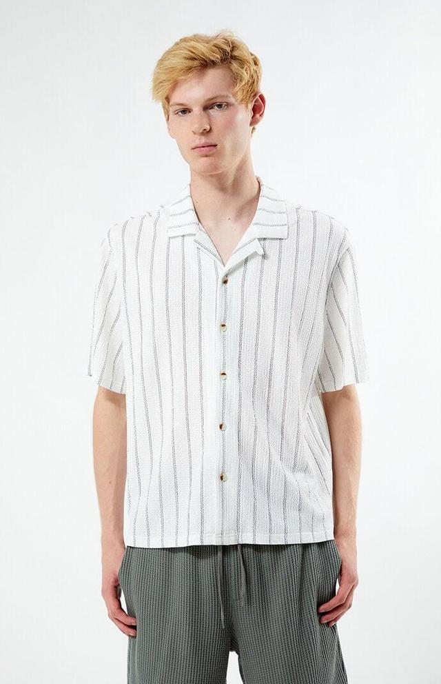 Men's Oversized Striped Camp Shirt - Product Image